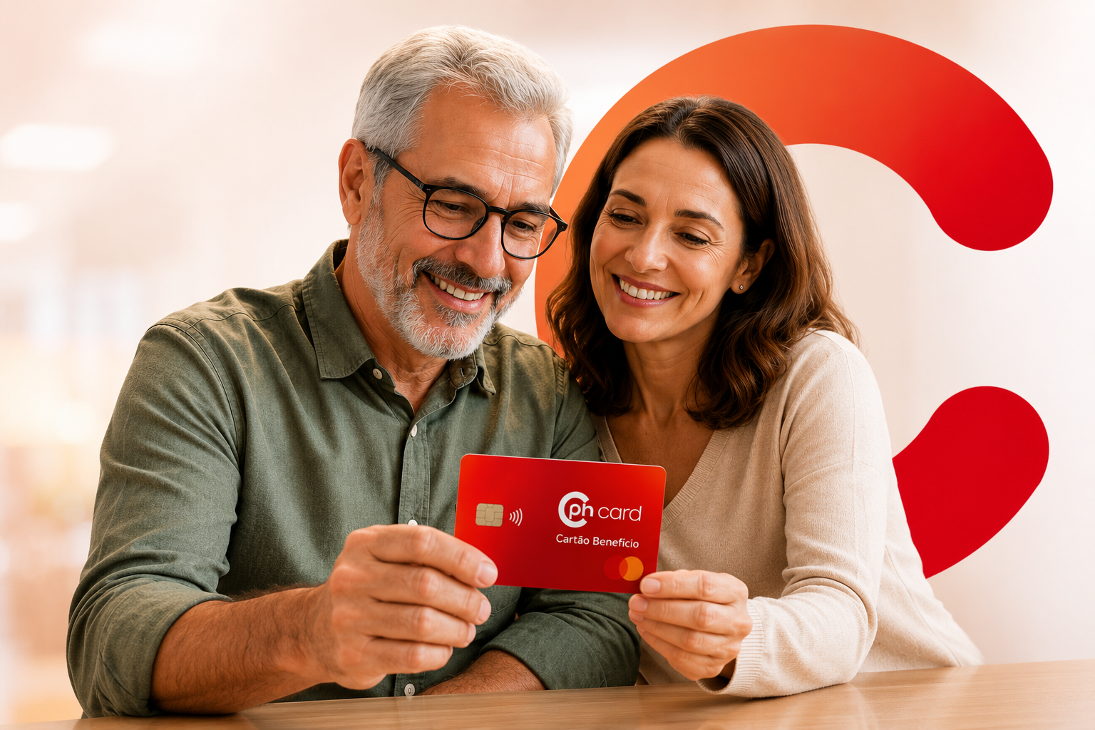 Casal com o Cartão Benefício PH Card